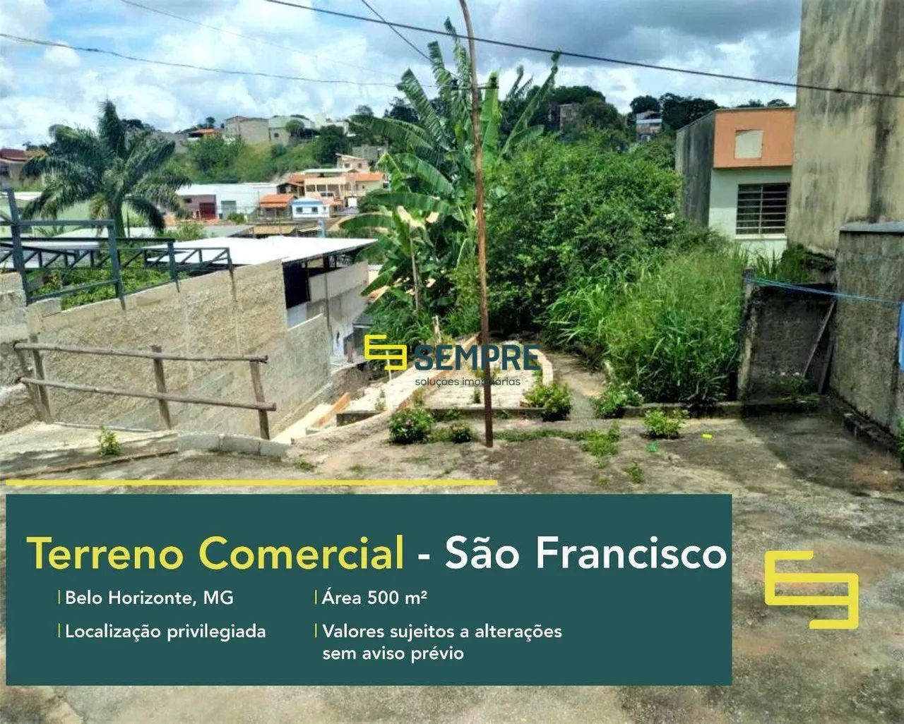 Terreno comercial para vender no São Francisco em BH