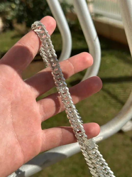 Prata elo duplo 10mm 70cm