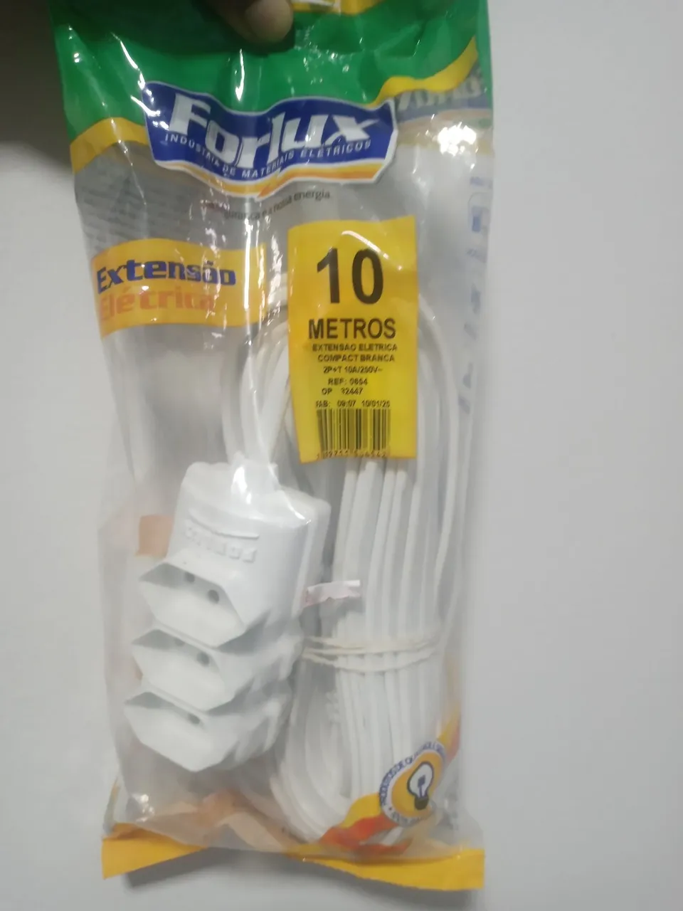 Extensão Elétrica Compacta Branca 10 Metros (TRIPOLAR) 5 ANOS DE GARANTIA.