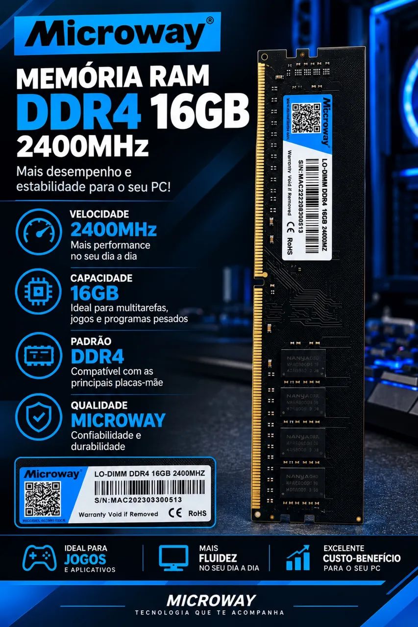 Memória RAM Macroway 16GB 2400MHZ