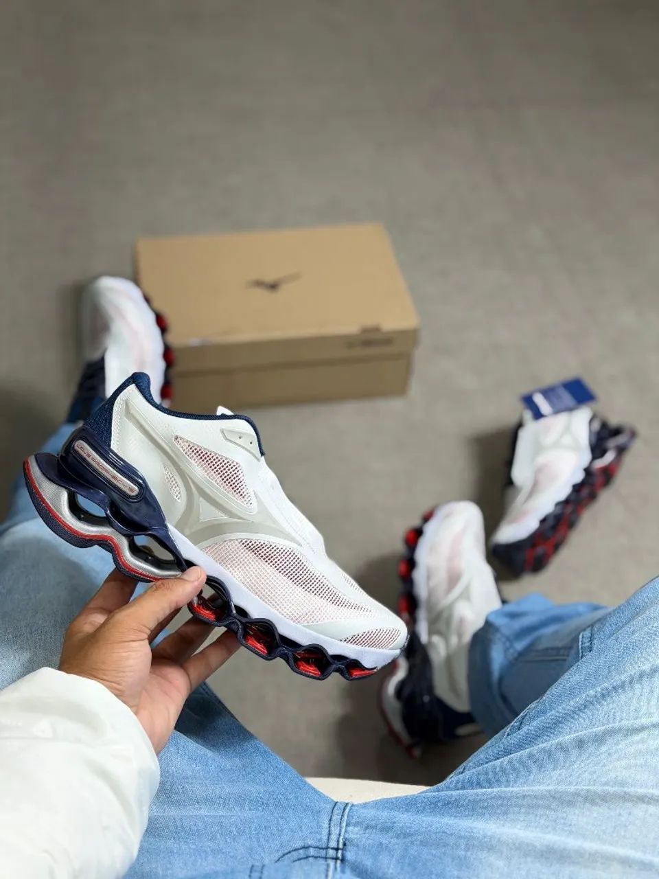 Mizuno Wave Prophecy 15 Premium Branco e Marinho!  - Foto 3
