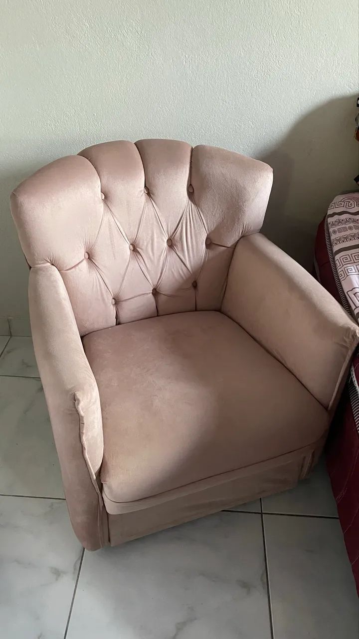 Poltrona veludo rose 