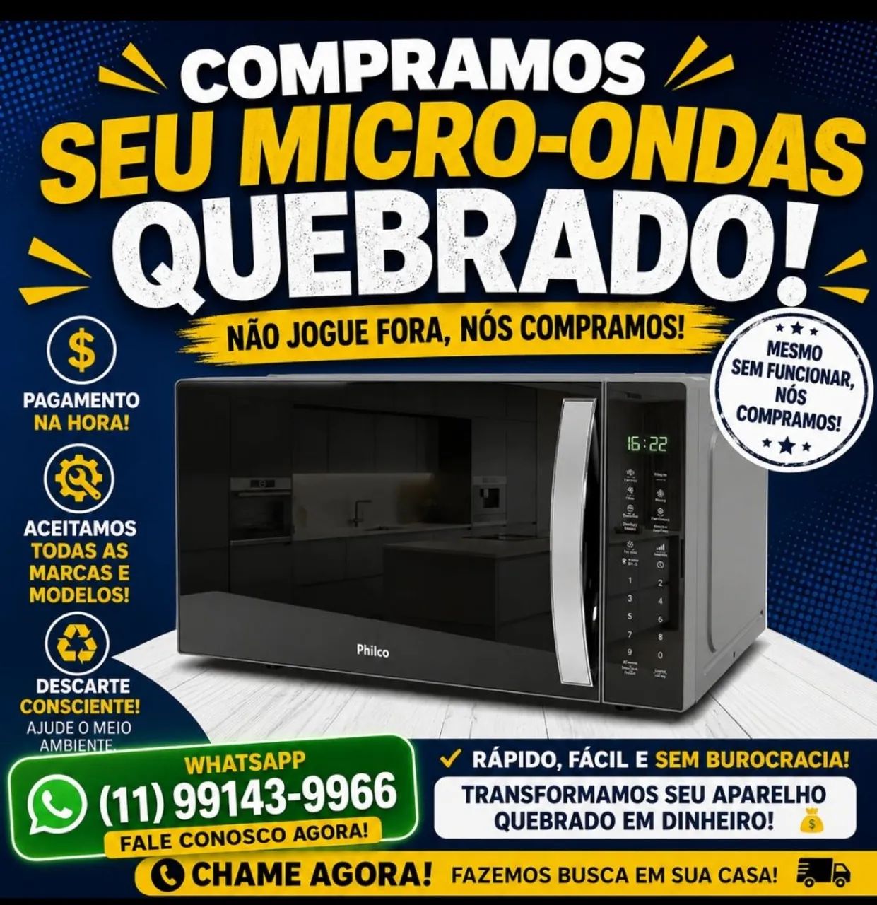 Compramos seu microondas quebrado 