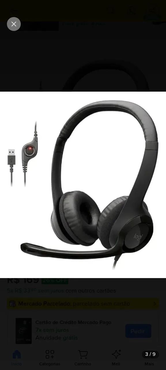 Headset Logitech  H390 USB com microfone e controle de volume - Foto 2