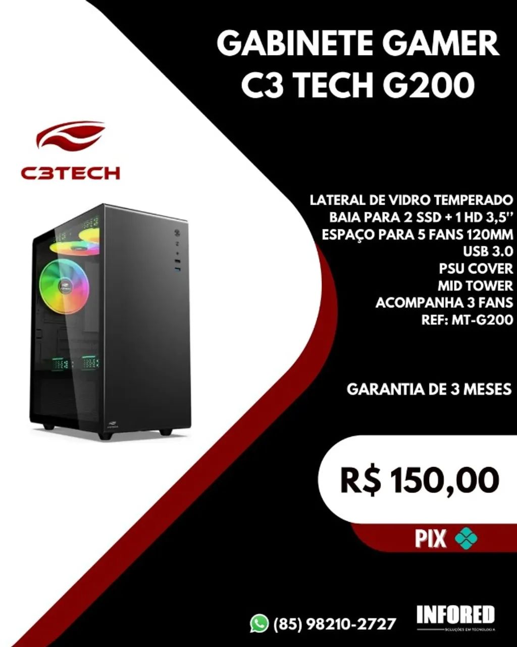 Gabinetes Gamer - Modelos Compactos e Mid Tower - Foto 3