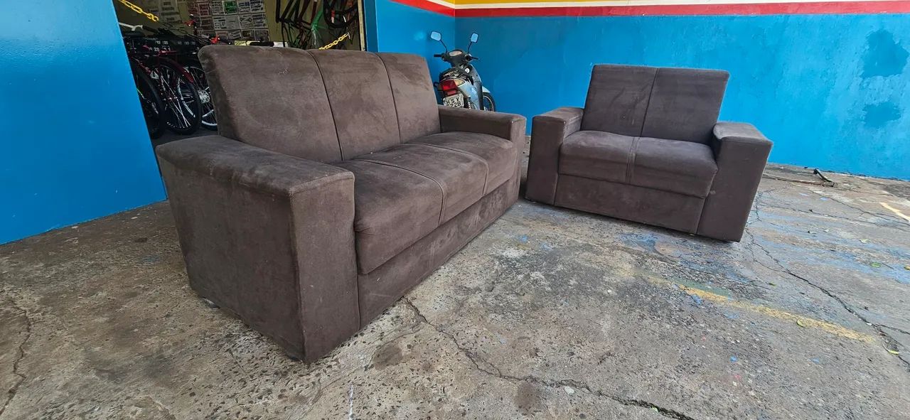 jogo sofa 2 e 3 lugares usado marcas de uso ENTREGA GRÁTIS  - Foto 3
