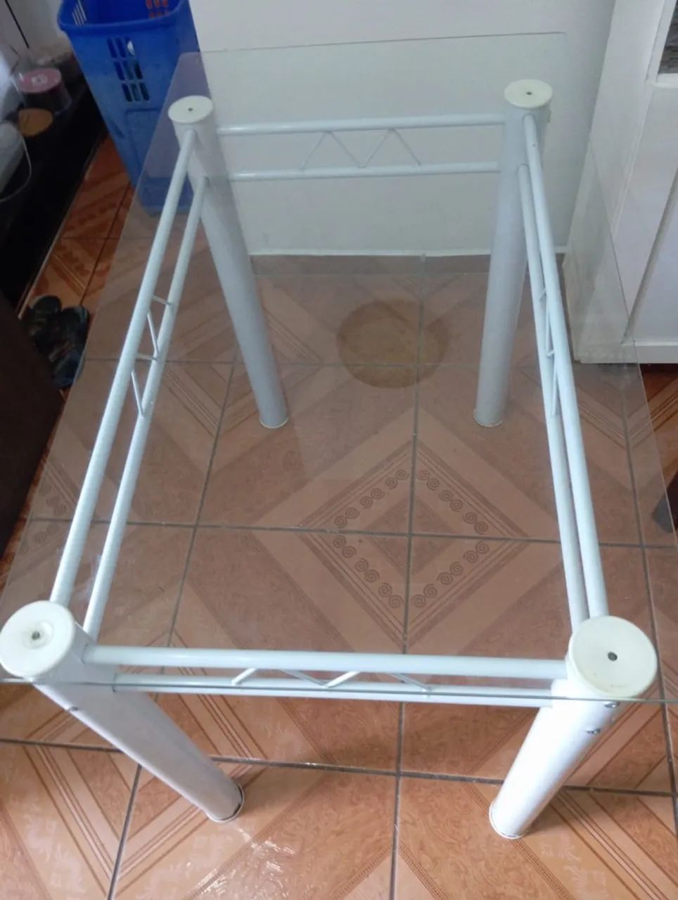 Mesa vidro base ferro