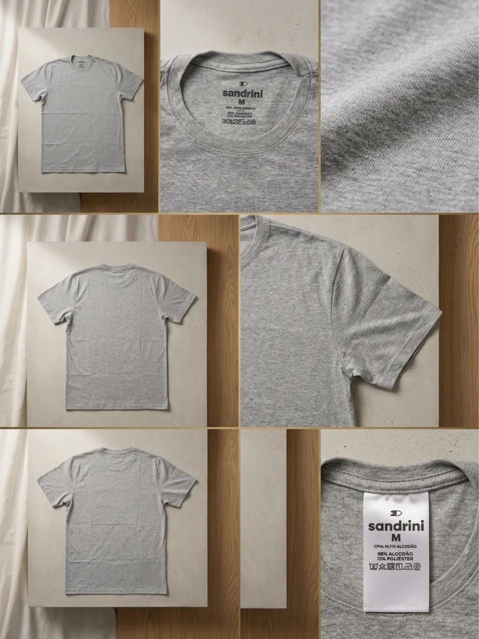 Camisetas Algodão Dia Dia Sandrini Básica Conforto - Foto 5