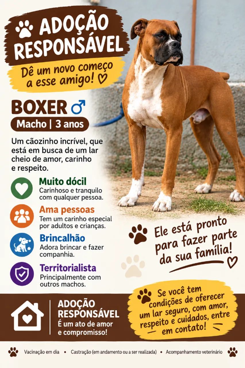 Doação Responsável - Boxer macho