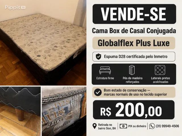 CAMA BOX COM COLCHÃO EMBUTIDO