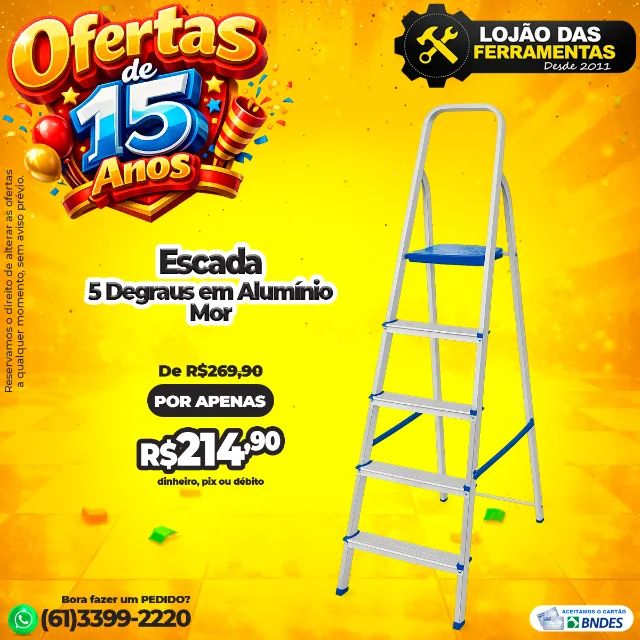 Escada 5 Degraus em Alumínio Mor