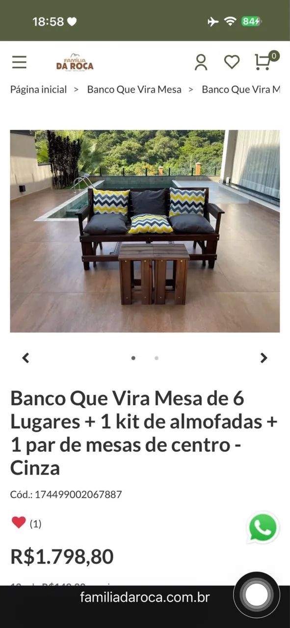 Banco que vira mesa 