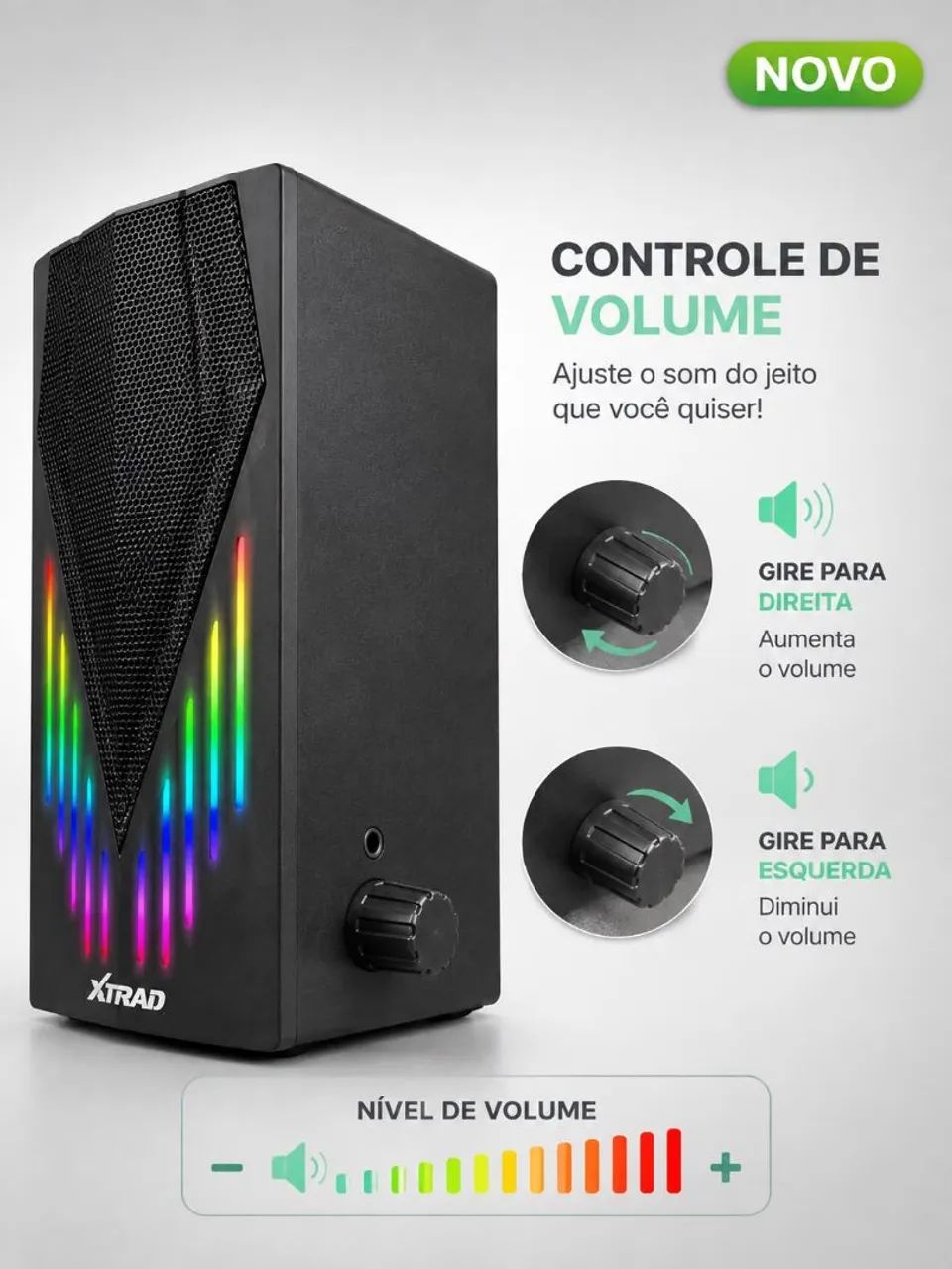 Caixa de Som Gamer Para PC RGB Xtrad XDG1002 - Foto 3