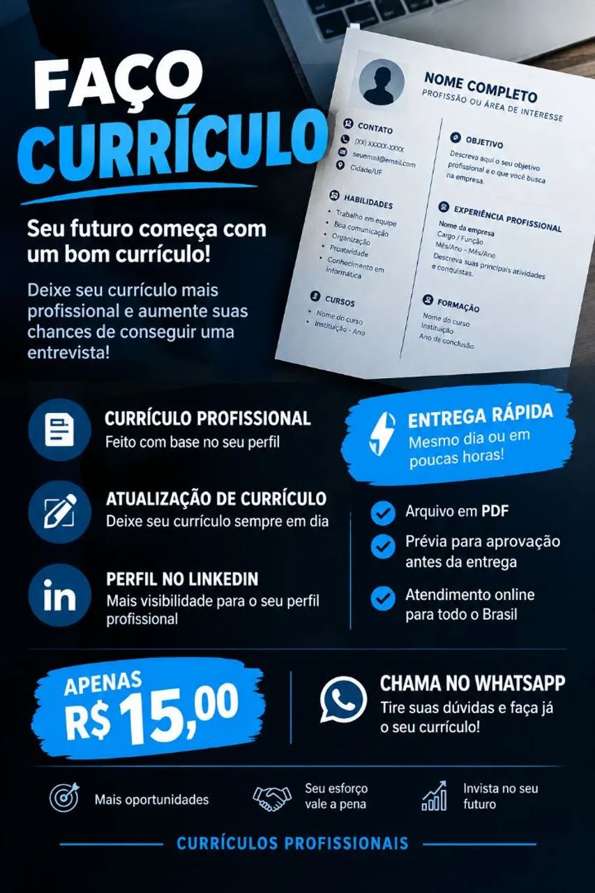 Currículo Profissional por Apenas R$15