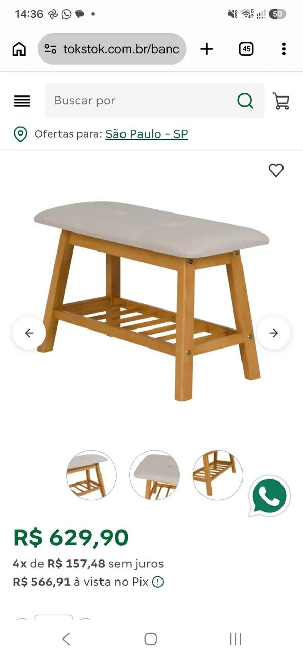 Vendo banco alongado tok stok novinho - Foto 3
