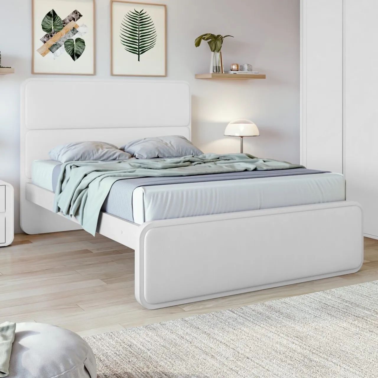 Cama casal branca com estrado reforçado e acolchoada  ENTREGA HOJE !!!  - Foto 2