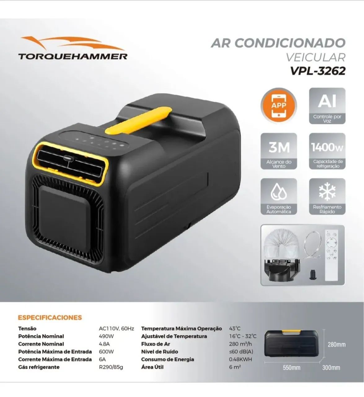 Ar Condicionado Portátil Com Função De Aquecimento- 1300w - Cor Preto - Foto 4