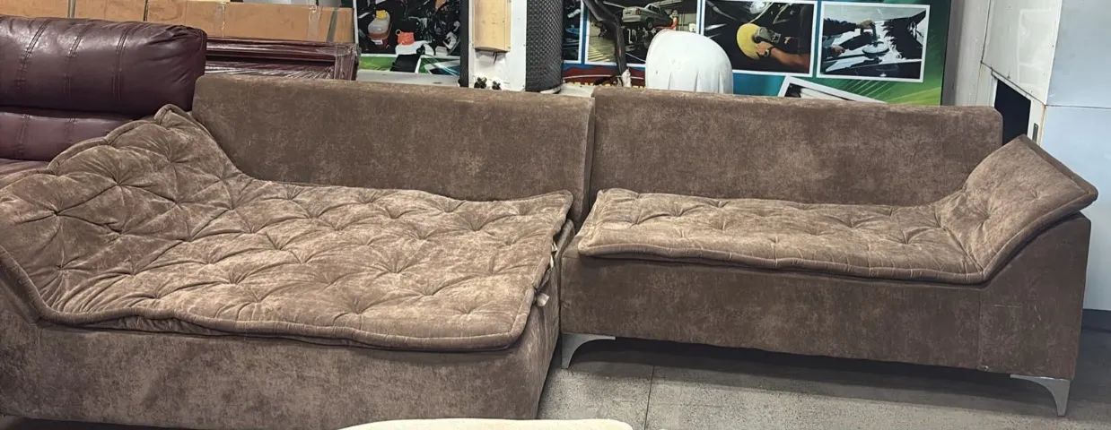  Sofá Cama 5 Lugares Reclinável Com Chaise marrom  - Foto 2