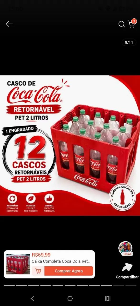 Caixa de coca cola original retornável 