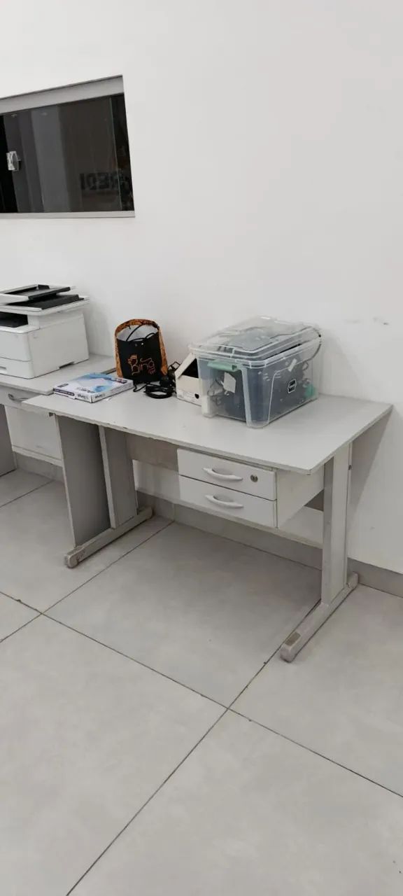 Mesa 1 lugar MDP Cinza com gaveta