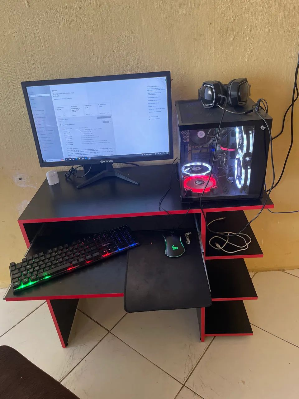 VENDO PC COMPLETO COM MONITOR, MESA, TECLADO MOUSE E FONE!  - Foto 4
