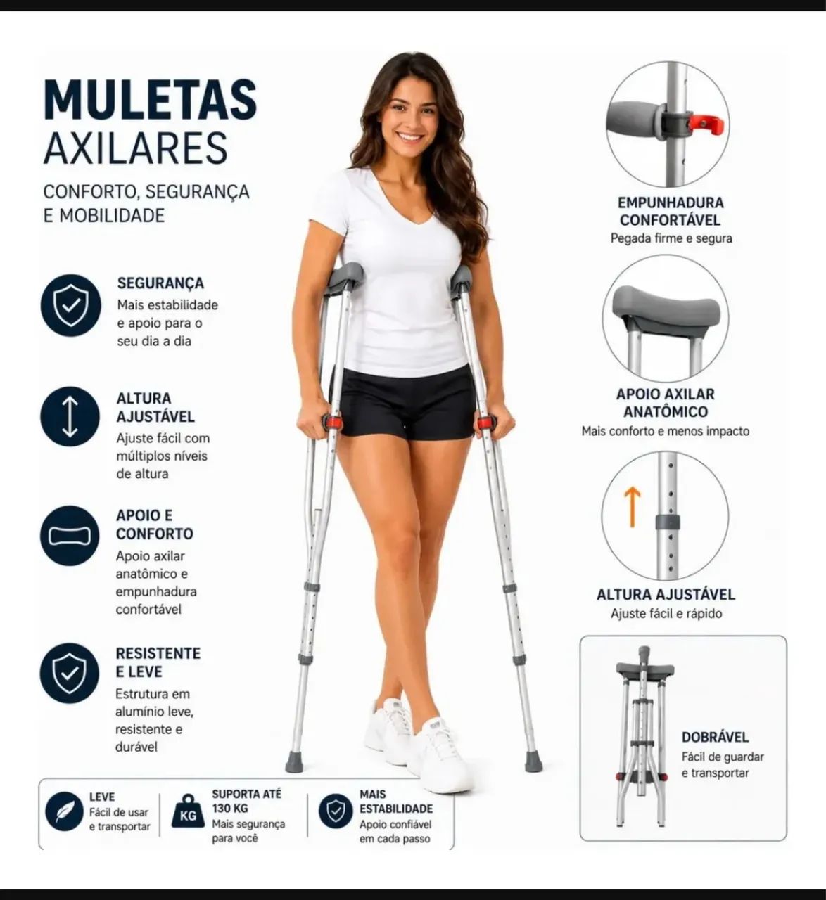Par de Muletas axilar (novo) universal  - Foto 3