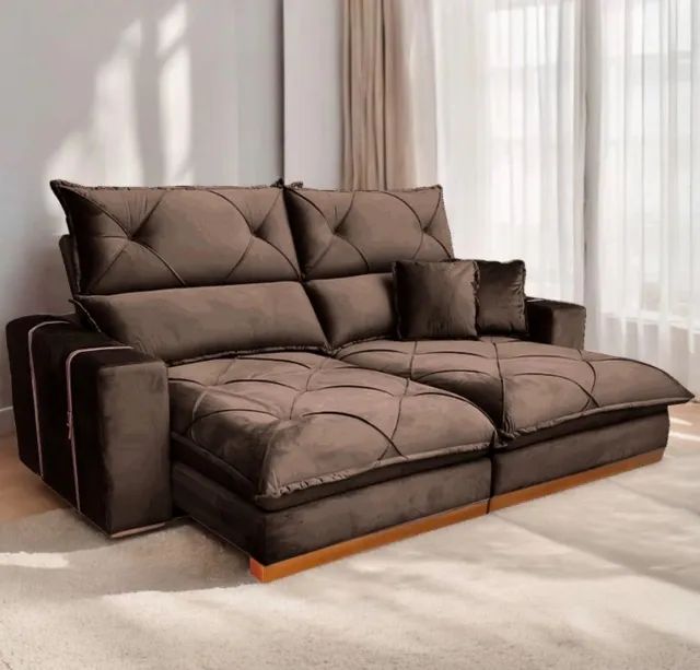 Sofá Conforto Supremo Retrátil Marrom 2,00 m