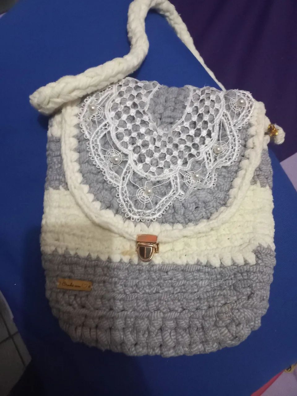 Bolsa de crochê fio de malha  - Foto 5
