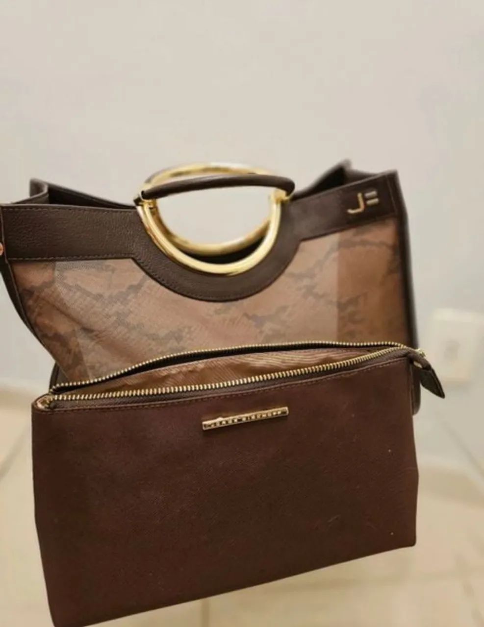 bolsa de mão animal print marrom - Foto 2