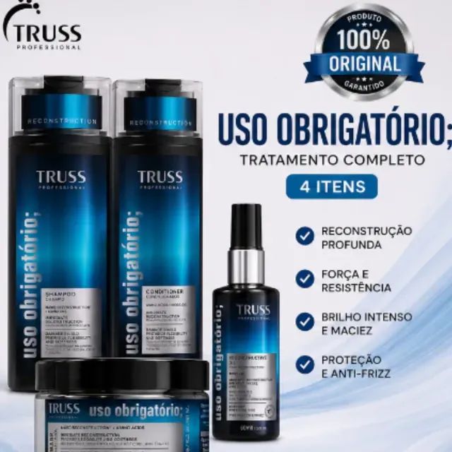 Kit TRUSS Uso Obrigatório 4 Itens Shampoo Condicionador Máscara e Óleo - Foto 2