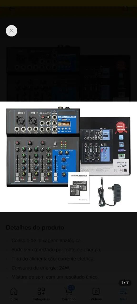 Mesa de som 12v com efeito 4 canais e interface  - Foto 3