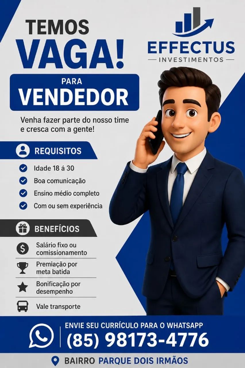 Vagas de Emprego para vendedor interno 