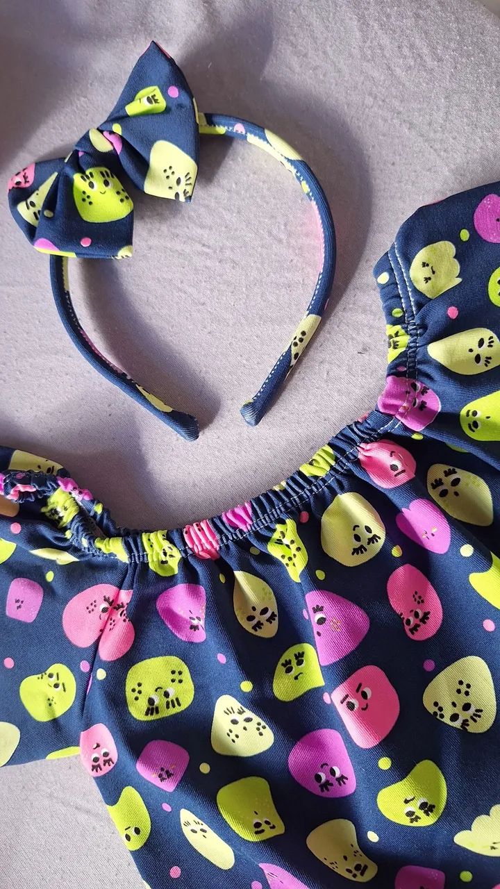 Vestido infantil suplex com tiara - Foto 3