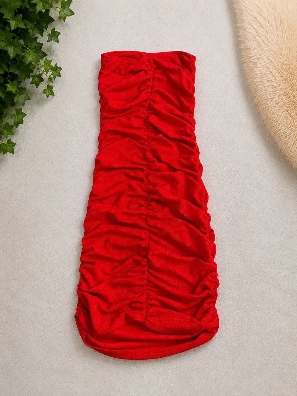 vestido feminino drapeado vermelho - Foto 2
