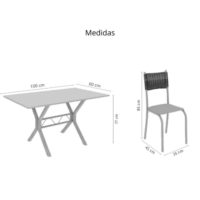 Mesa com 4 Cadeiras Ratam e Tampo de Granito 100x60 - Foto 3