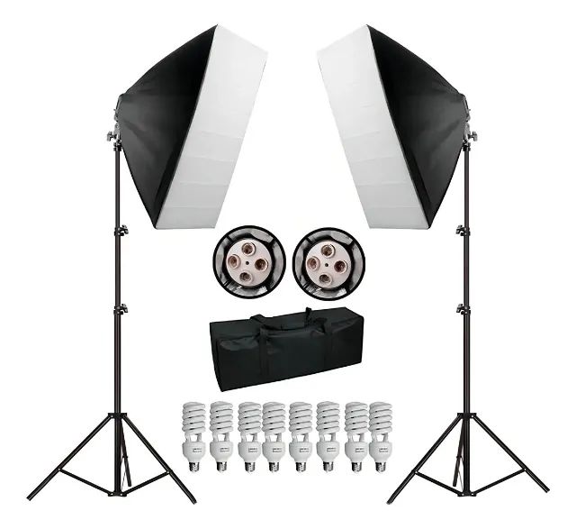 Kit de Iluminação Estúdio Greika PK-SB01 - Softbox 50x70cm + Lâmpadas 220v + Tripés