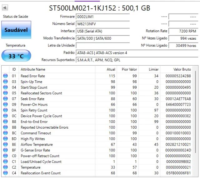 HDs notebook 500GB Otimo estado65713029913986124