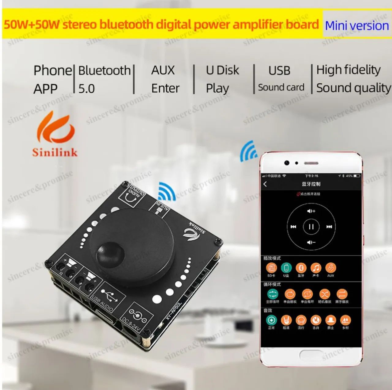 Amplificador digital 100w AP-50l 2x 50w Bluetooth Aux Fone USB-c Lançamento - Foto 6