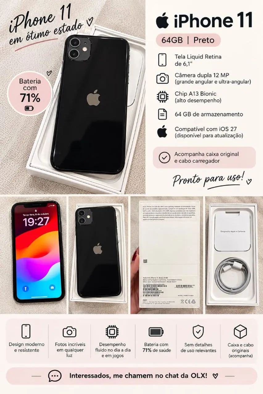 iPhone 11 64BG Preto - em ótimo estado