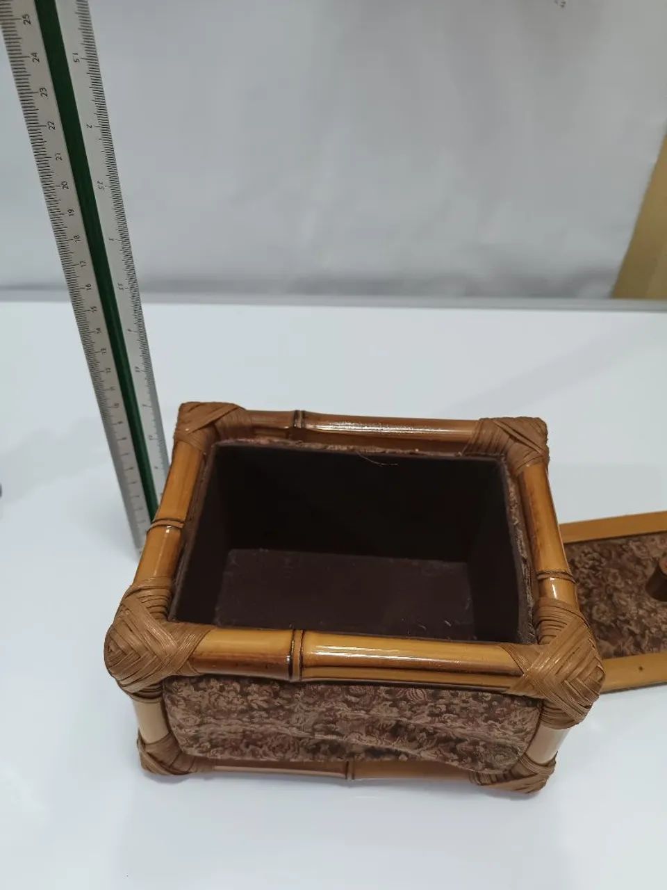 Caixa organizadora de bambu e tecido  - Foto 3