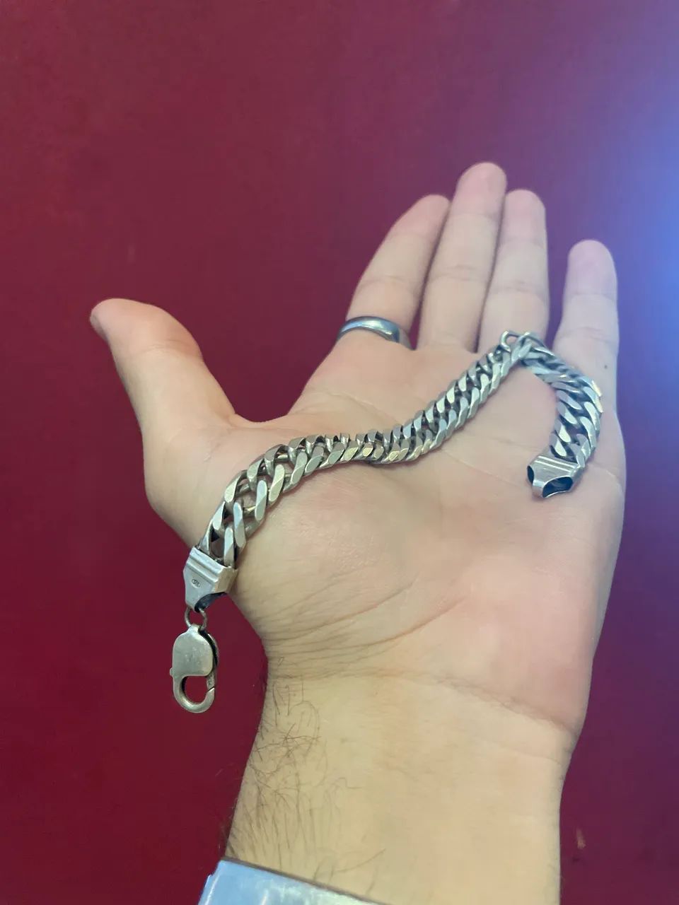 pulseira prata elo triplo 32gm - Foto 2