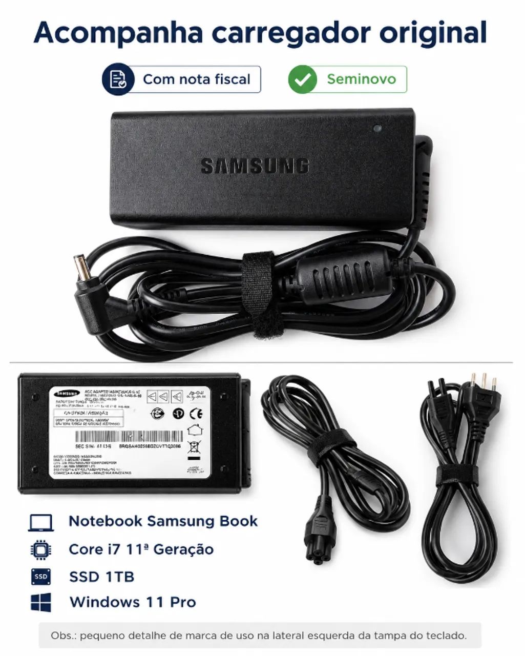 Notebook Samsung Book Core i7 11ª Geração, SSD 1TB, 8GB RAM, Nota Fiscal - Foto 4