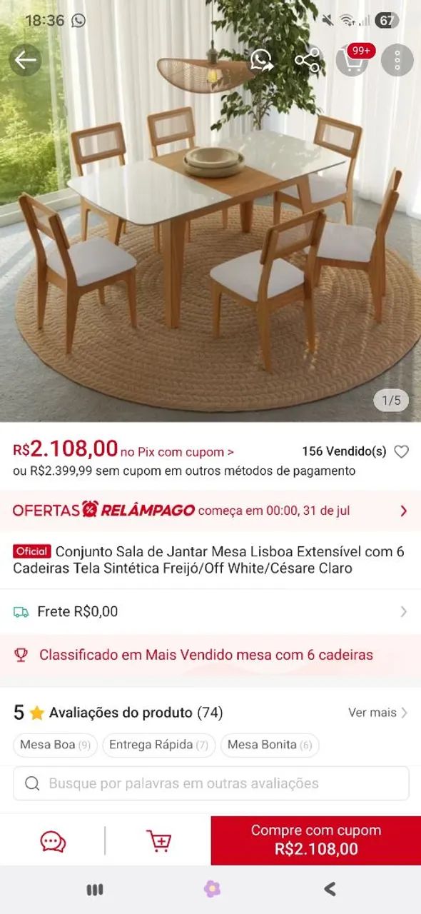 mesa evolutiva 6 cadeiras  - Foto 4