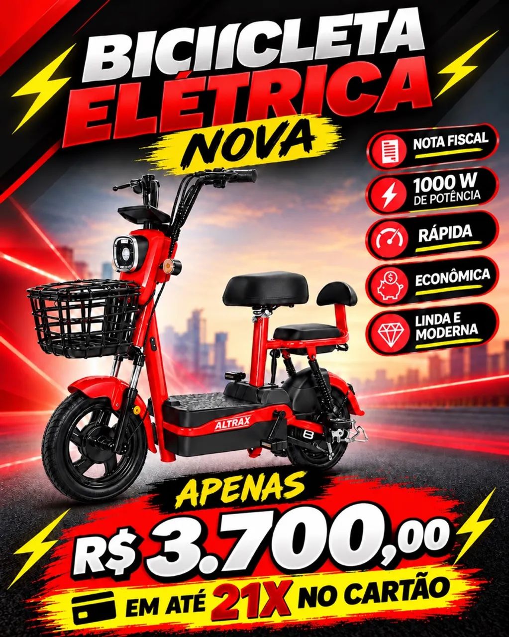 Bicicleta Elétrica Nova