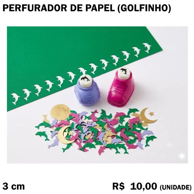 Perfurador de Papel - maçã, dinossauro, golfinho, lua, caranguejo, flecha - Foto 4