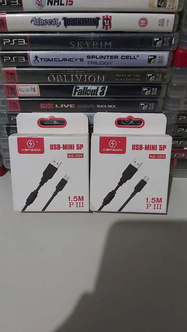 2 cabos carga manete ps3
