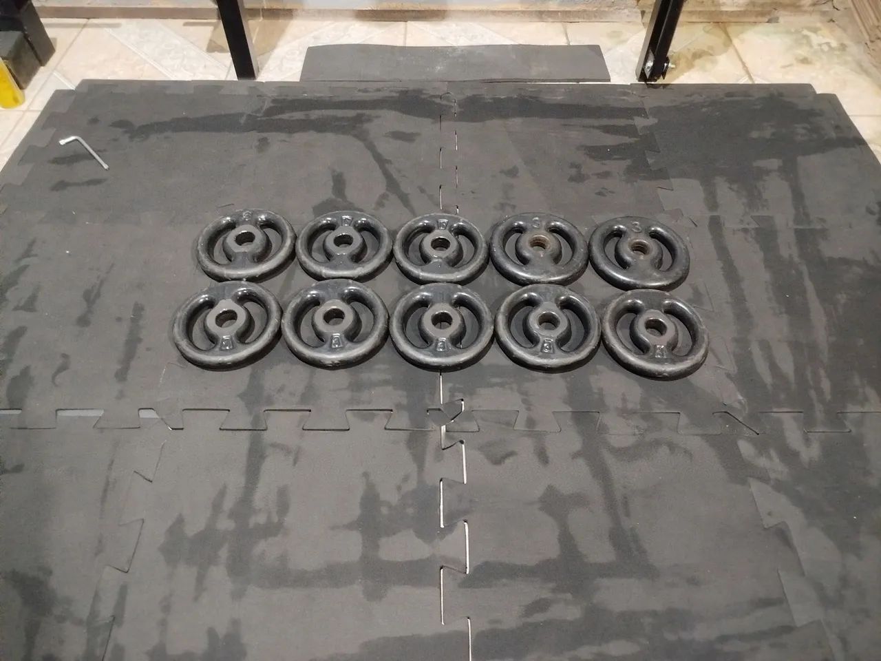 10 Anilhas 3kg Emborrachadas 