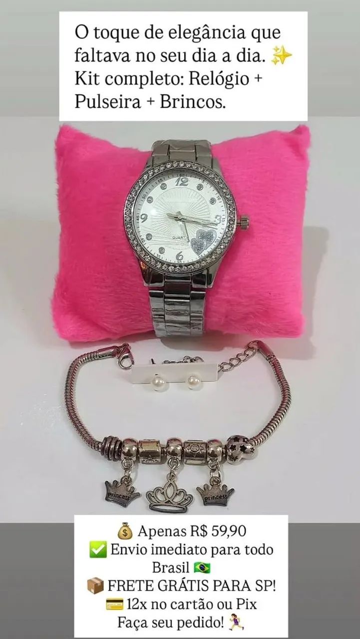 Kit Relógio Feminino com pulseira e brinco  - Foto 5