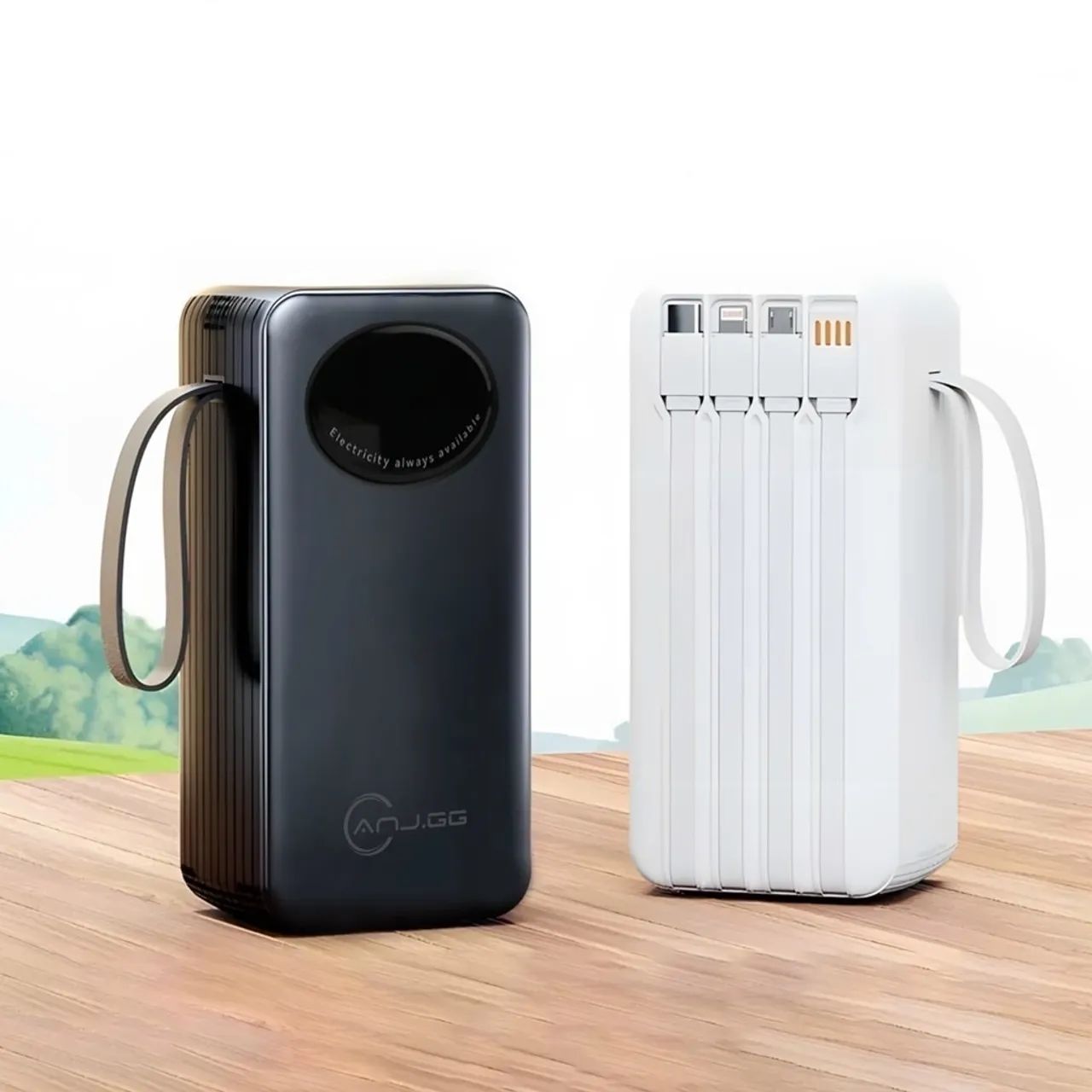 Power Bank Portátil 30.000mAh com 4 Cabos Integrados