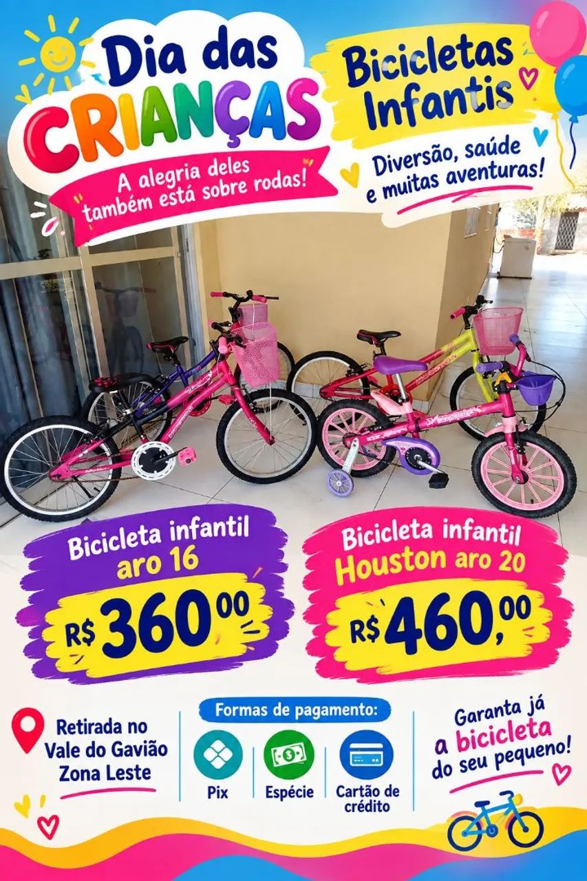 Bicicletas infantil aro 16 e 20.